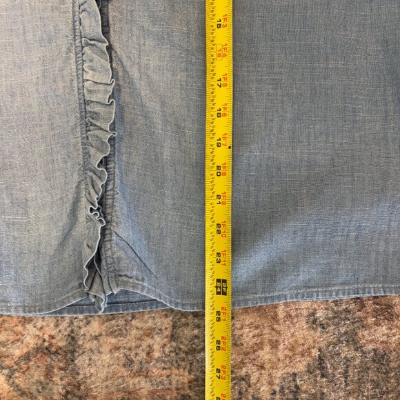 J. Crew Womens Blue Chambray Button-Front Sleeveless Ruffle Shirt Top Blouse XXL - Picture 9 of 9